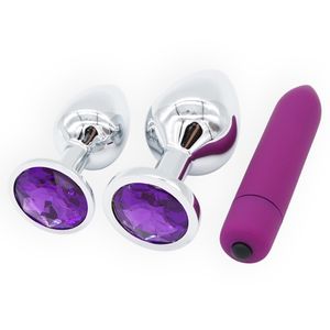 DOMI 3 STKS Rvs Butt Plug Dildo Vibrator Anale Plug Volwassen Massager Balls Sex Anale Toys C19030201