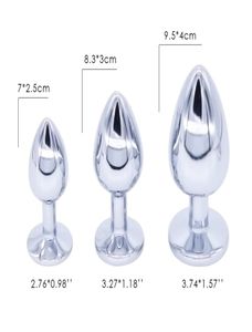 Domi 3PCSset Small Medium Big Big Big en acier inoxydable Métal Plug Plug Dildo Toys Produits Butt Butt Gay Anal Beads6732819