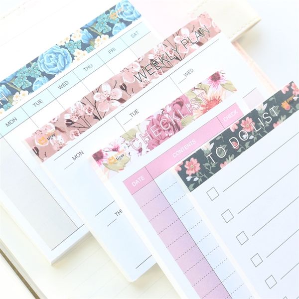 Domikee Candy Kawaii Office School Pad de planification portable Set papeterie4 morceaux de mémo padmonthly planificateur hebdomadaire planificateur liste 201016