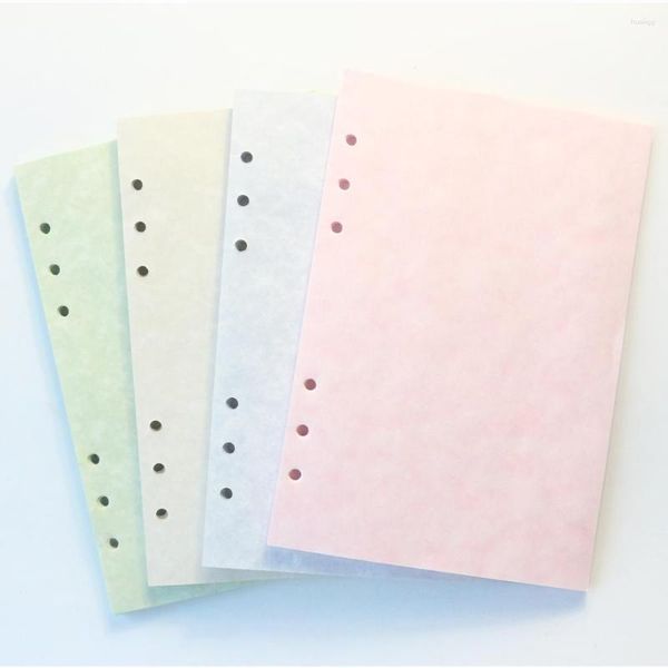 Domikee Cute 6 hoyos coloridos papeles internos en blanco para cuadernos espirales de carpeta Papelería de relleno de reemplazo fino