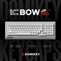Domikey BoW Cherry Profile Hirigana JP Dye Subbed Keycap Set grueso PBT para teclado Negro sobre blanco BM60 CSTC75 BM65 BM68 XD60 HKD230808