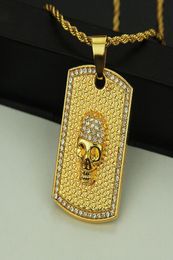 Colliers avec pendentif stéréo en forme de crâne et de diamant dominateur pour femmes, style hip hop plaqué or, bijoux de fête, 6972648