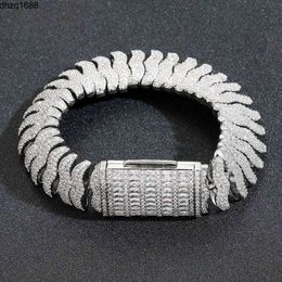 Bracelet Hip Hop dominateur pour hommes, chaîne mille-pattes de 22mm, Micro incrusté de Zircon glacé, bijoux Miami Moissanite à maillons cubains