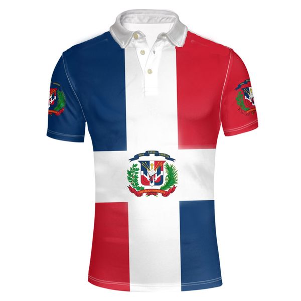 DOMINIQUE jeunesse gratuit nom personnalisé numéro dma Polo drapeau de la nation espagnol dominicain dominicain imprimer photo logo vêtements