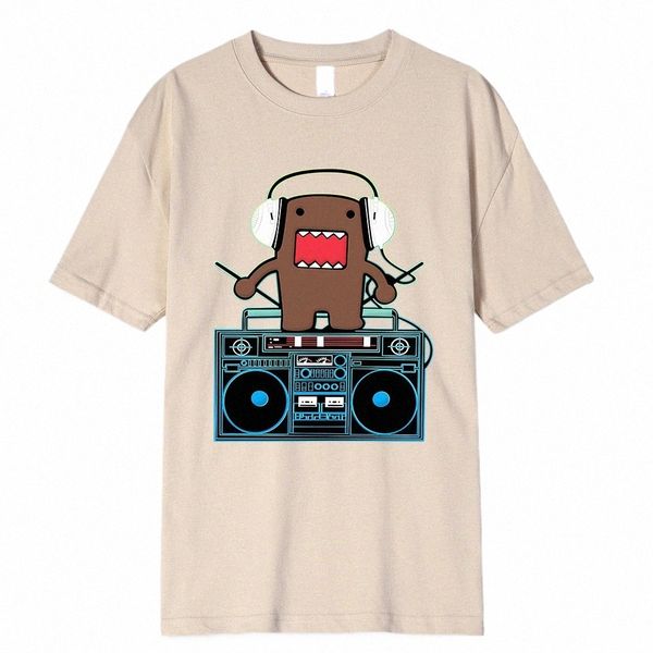 Domo Kun DJ Domo T-shirts Hommes Cott T-shirts humoristiques T-shirts à col rond Tops à manches courtes Idée cadeau t0wZ #