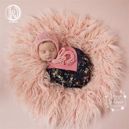 DonJudy rond 60 cm né bébé infantile Po couverture fausse fourrure tapis couvertures Pographie fond bébé Po tirer pour Studio 220527