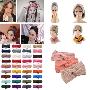 Diadema tejida de ganchillo en 36 colores, diadema deportiva de invierno para mujer, turbante, banda para la cabeza para Yoga, orejeras, gorro, diademas DB269