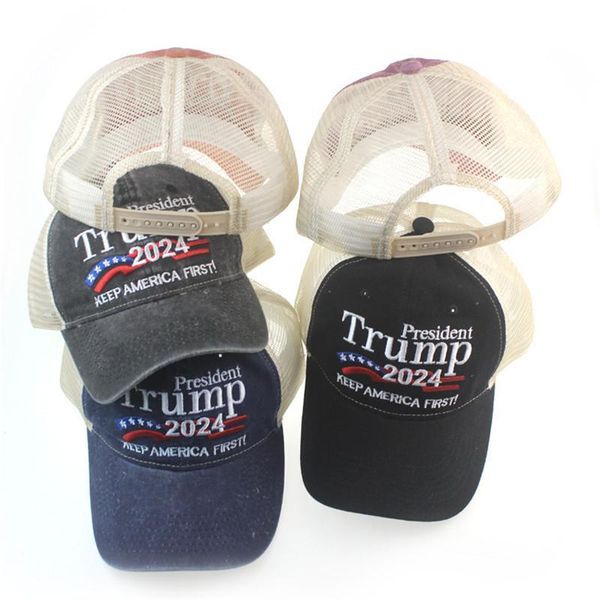 Donald Trump 2024 Cap Sombrero de béisbol bordado con correa ajustable 5 colores DHL al por mayor CPA4261 0518