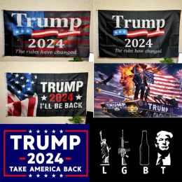 Bandera de Donald Trump 2024 Mantenga a Estados Unidos grande otra vez Presidente LGBT EE. UU. Las reglas han cambiado Devuelva a Estados Unidos 3x5 pies 90x150 CM G0207
