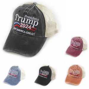 Donald Trump 2024 Hoeden USA Baseball Ademende petten houden Amerika Great Snapback President Quick Dry Hat 3D -borduurwerk