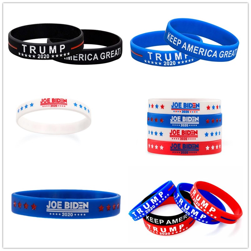 Donald Trump Biden Präsident 2020 Schmuck Silikonarmband Gummiarmband Armbänder Keep America Great Stripe ArmreifDrei Farben