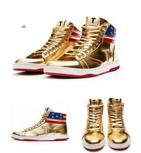 Donald Trump Gold High Top Sneakers Chaussures de course Trendy Lace Up Party Men S chaussure Femme Runner Yakuda Sports Outdoors Outdoor Dhgate E A5