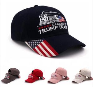 Donald Trump Train Baseball Cap Broderie extérieure Trump Train Hat Sports Cap Sars Striped USA Flag Cap ajusté LJJP1933049481