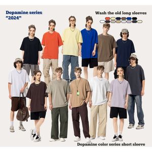 Dongdu Pure Coton Fog Color de couleur épaule Drop à manches à manches courtes T-shirt pour hommes