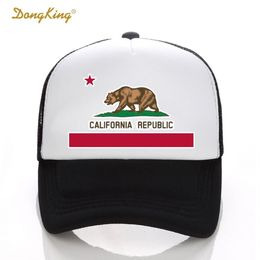 DongKing Sombrero de camionero de moda Bandera de California Gorra de malla Snapback Retro Amor de California Vintage República de California Oso Top D1811060180U