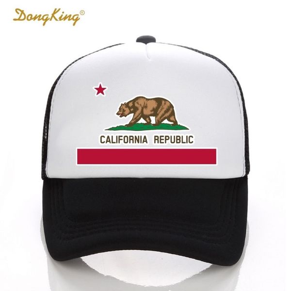 DongKing Gorra de camionero a la moda Bandera de California Gorra de malla Snapback Retro Amor de California Vintage República de California Oso Top D1811060209C