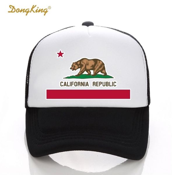 DongKing Gorra de camionero a la moda Bandera de California Gorra de malla Snapback Retro Amor de California Vintage República de California Oso Top D1811060217Y