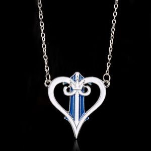 Dongsheng Japanse Anime Blue Kingdom Hearts Crown Kettingen Hangers Metaal Emaille Hart Cartoon Charms Ketting Gift-30273v