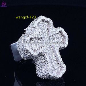 Dongsheng bijoux mode Hip Hop croix pour hommes et femmes universel glace sur Moissanite diamant bague personnalisée