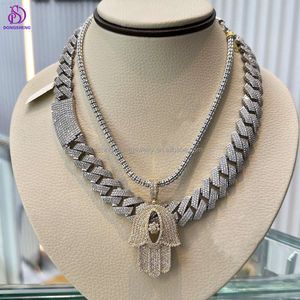 Dongsheng bijoux glacé passe diamant testeur 18mm Vvs Moissanite bijoux fins colliers Bracelet hommes chaîne à maillons cubains