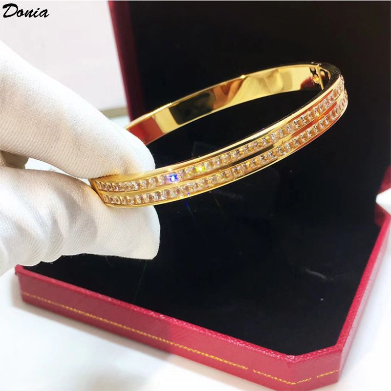 Donia bijoux bracelet de luxe de luxe de la mode européenne et américaine classique double rangée titane en acier micro-incrusté zircon designer bracelet cadeau