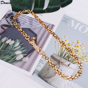 Donia sieraden luxe ketting Europese en Amerikaanse mode 8mm breed luipaard koper micro-ingelegd zirkoon overdreven designer cadeau