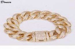 Donia Sieraden Mode Europa en Amerika Hiphop Hip Hop Armband Micro Ingelegd Zirkoon Men039s Armband Cubaanse Chain5452725