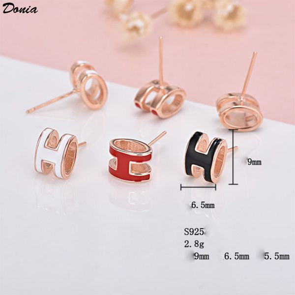 Donia bijoux boucles d'oreilles chaudes lettre de mode émail boucles d'oreilles en argent 925 boucles d'oreilles créatives européennes et américaines pour hommes et femmes gif de Noël