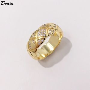 Donia – bague de luxe en cuivre, bijoux à la mode, maille large, micro incrusté de zircon, cadeau de créateur créatif européen et américain