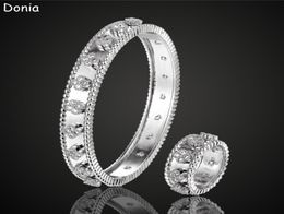 Donia Jewelry brazalete de lujo moda europea y americana cssic flor de cuatro hojas cobre micro-inid circón pulsera anillo conjunto troqueles diseñador regalo8331896