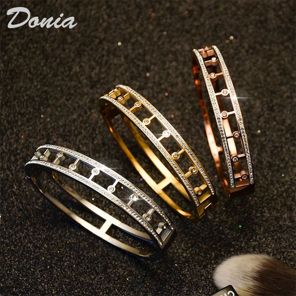 Donia joyería brazalete de lujo moda europea y americana galvanoplastia de tres colores nota exagerada acero micro-titanio con incrustaciones de circonio regalo de diseñador