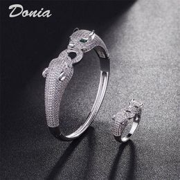 Donia jóias pulseira de luxo festa moda europeia e americana grande clássico animal cobre micro-incrustado zircão pulseira conjunto anel 317m
