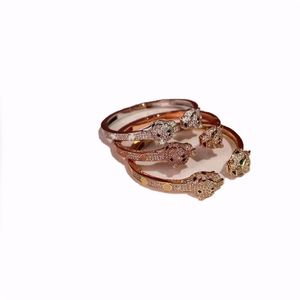 Donia Sieraden Luxe Bangle Party European en American Mode Double-headed Leopard Copper Micro-Inlaid Inlaid Zirconia Bracelet Designer Gift