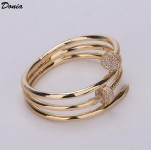 Donia Jewelry Luxury Bangle Party European and American Fashion Large Nails Classic Inslumed Zirconia Bracelet Designer Gift6693977