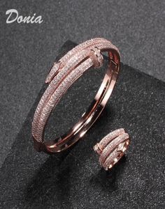 Donia bijoux bracelet de luxe fête mode européenne et américaine classique grands ongles cuivre microincrusté zircon bracelet ensemble de bagues w1227014