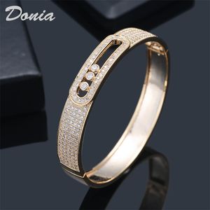 Donia joyería brazalete de lujo moda europea y americana patrón geométrico exagerado pulsera de circón con microincrustaciones de cobre regalo de diseñador personalizado