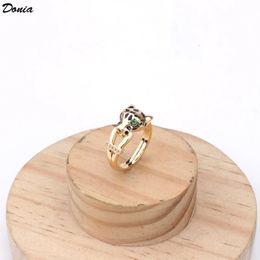 Donia Jewelry Luxury Leopard Head Ring Email AAA Zircon Green Eye Personalité dominatring 240420