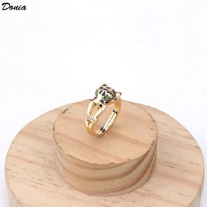 Donia Jewelry Luxury Leopard Head Ring Email AAA Zircon Green Eye Personaline Domineering Ring240412