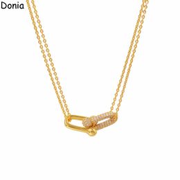 Donia Sieraden Luxe Ketting Europese en Amerikaanse Mode Bamboe Titanium Staal Micro-Set Zirkoon Hanger Designer Gift Accessoires