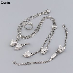 Donia sieraden luxe ketting Europese en Amerikaanse mode-luipaard titanium micro-ingelegde zirkoon armband oorbellen vierdelige designer banket cadeau met doos
