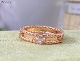 Donia sieraden luxe ring overdreven Europese en Amerikaanse mode vierbladige bloem titanium microinlaid zirkoon creatief ontwerp3296507