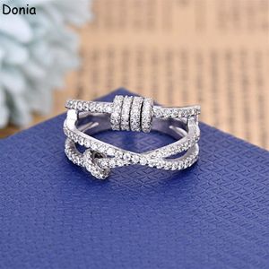 Donia sieraden luxe ring overdreven Europese en Amerikaanse mode-activiteitencirkel titanium micro-ingelegde zirkoon creatieve ontwerper cadeau165m