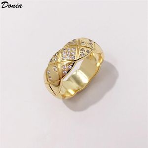 Donia joyería anillo de lujo moda malla ancha cobre micro incrustaciones circón diseñador creativo europeo y americano gift247i