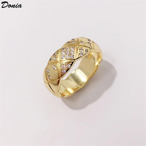 Donia joyería anillo de lujo moda malla ancha cobre micro incrustaciones circón diseñador creativo europeo y americano gift247i