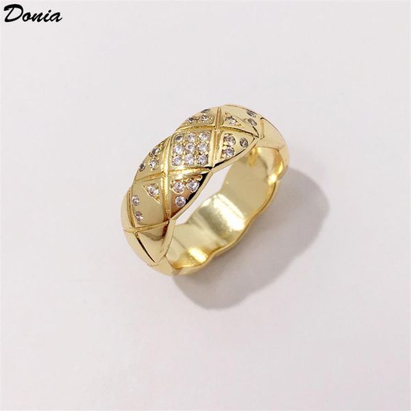 Donia – bague de luxe en cuivre, bijoux à la mode, maille large, micro incrusté de zircon, créateur créatif européen et américain, cadeau 2676