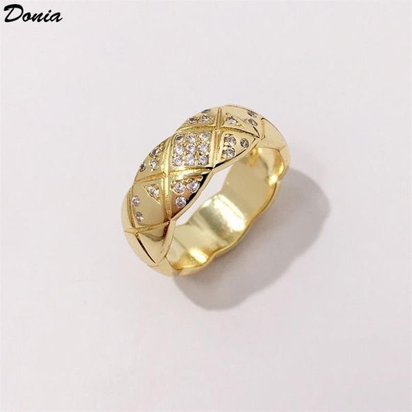 Donia – bague de luxe en cuivre, bijoux à la mode, maille large, micro incrusté de zircon, créateur créatif européen et américain, cadeau 286F