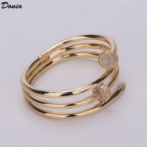 Donia Jewelry Luxury Bangle Party European Mode Large Nails Classic ingelegde Zirconia Bracelet Designer Gift