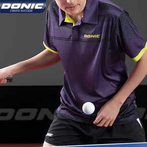 Donic Table Tennis Jersey Revers Round Cou Round T-shirt Dry Sports Breffe-Short Ping Ping Pong Men Femmes 240522