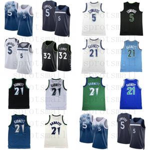 2023/24 #5 Anthony Edwards 32 Karl-Anthony Towns City Basketball Jerseys Mens 21 Kevin Garnett Cream retro shirt