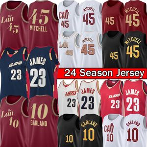 Donovan Mitchell Darius Garland Maillots de basket-ball Clevelands Cavalier Jersey LeBron Retro James Noir Rouge Chemise de ville cousue